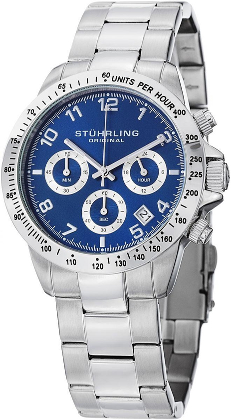 Stuhrling Original Concorso 665B Men's Blue Dial Stainless Steel Band Watch - 665B.02