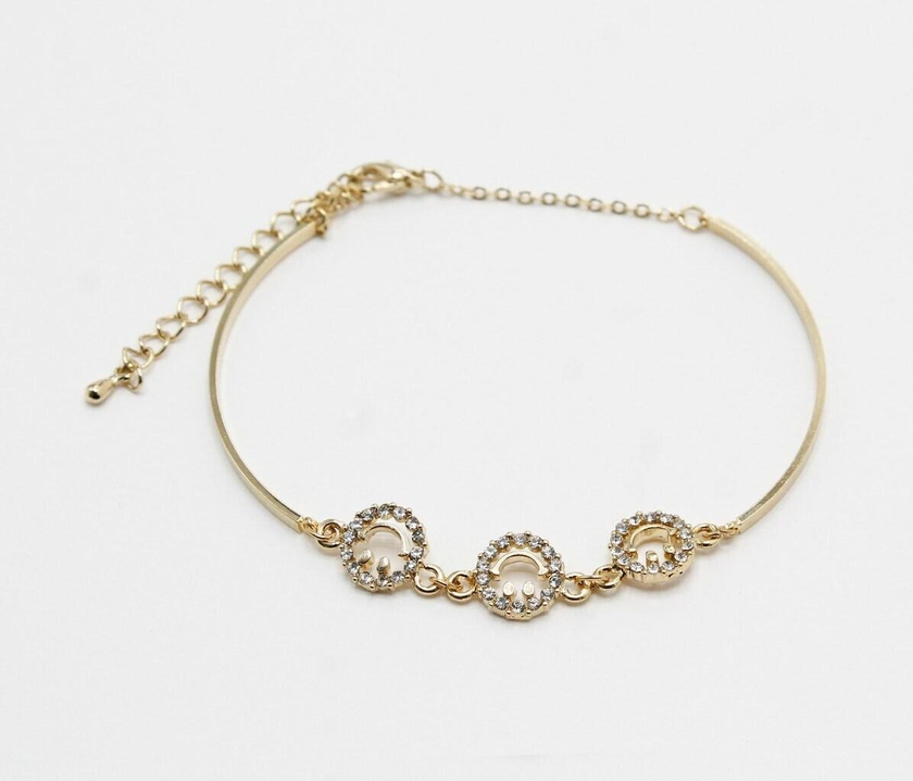 Tanos - 3 Smiley Face Charms Bracelet Gold Plated