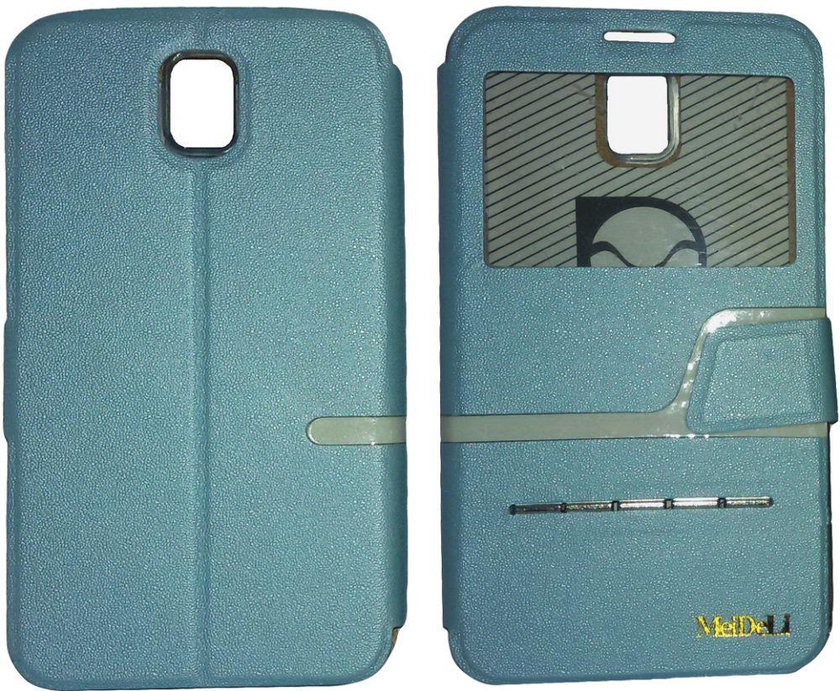 Magnetic closure case for Samsung Note3 with window view plus TPU-Blue