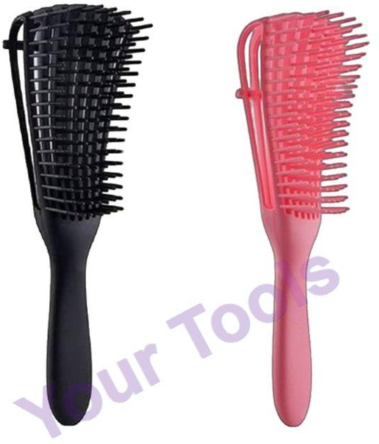 Hair Detangling Brush- Curly Hair Brush- Black+Pink-2 Pieces