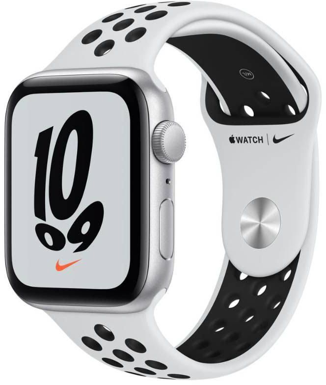 Apple Watch Nike SE GPS, 44mm Silver, Platinum/Black Nike Sport Band