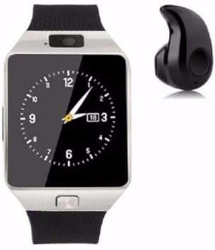 Combo Mini Wireless Bluetooth In-earphone & Dz09 Smart Watch - Black