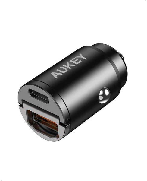 AUKEY ES PD Nano Car Charger 30W 2-Port USB-A & USB-C A3 - Black