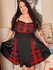 Lace Up Plaid Half Zipper Fit and Flare Gothic Dress - L | Us 12