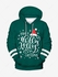 Mens Christmas Graphic Front Pocket Striped Detail Hoodie - 4xl