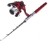 [H8022 Red]Mini Aluminum Pocket Pen Fishing Rod Pole Reel
