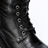 Dejavu Reptile Leather Zipper & Lace Up Mid Calf Boots - Black