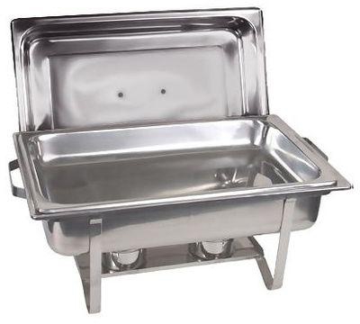 Godgift Stainless Steel Chafing Buffet Food Warmer Serving Dish Set with 1 Single Food Pan 2 Fuel Holders - Silver