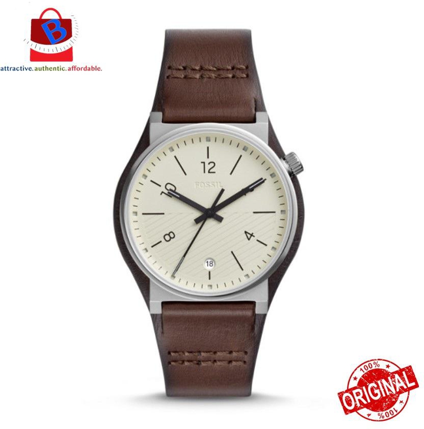 Fossil Men Three Hand Leather Watch FS5510 BARSTOW (Brown)