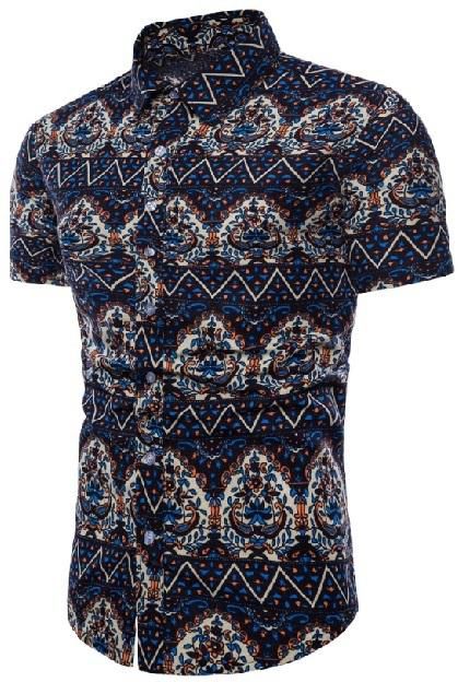 Kemeja Batik Men's Casual Summer Floral Shirt Code-17 - 7 Sizes