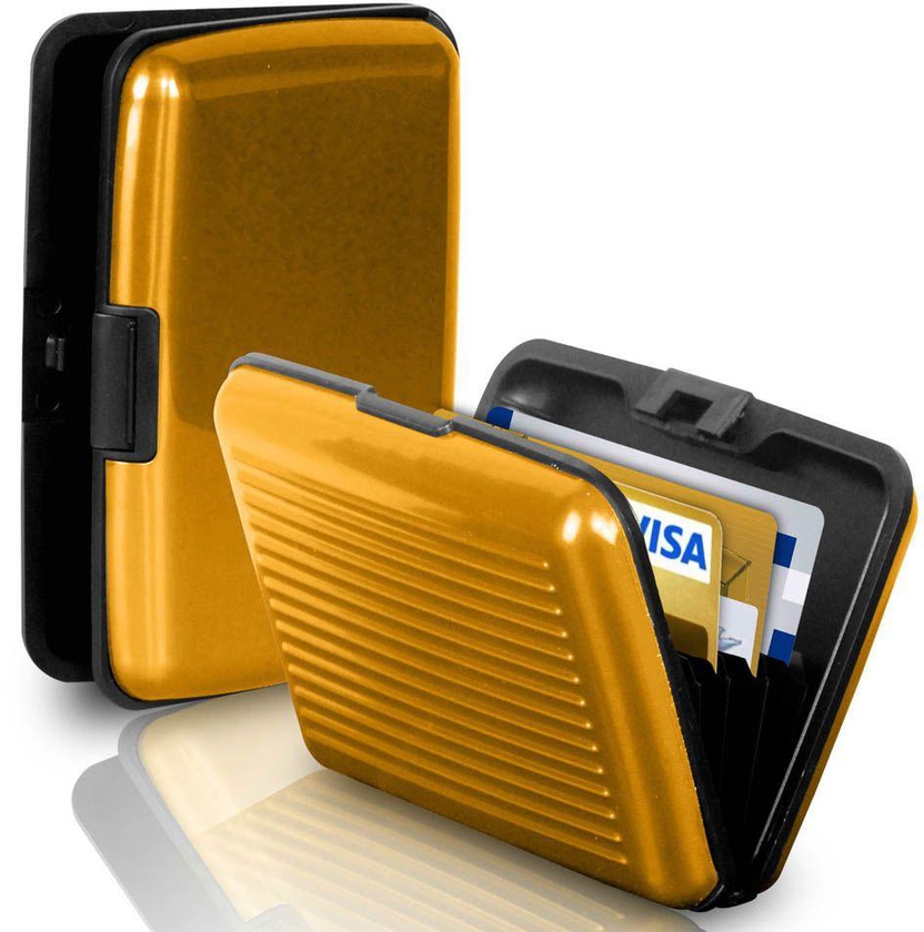 Waterproof Business ID Rfid Blocking Credit Card Holder Wallet Pocket Case Aluminum Metal (Gold)