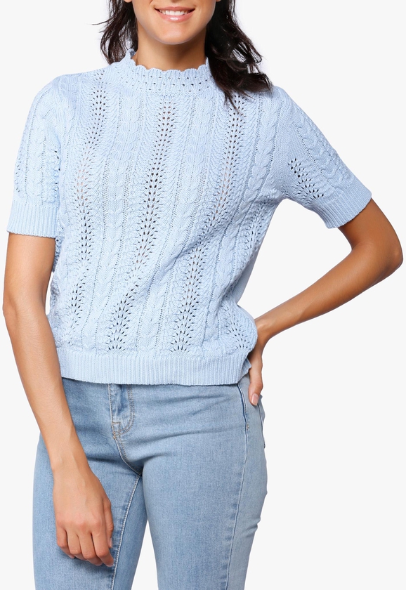 Light Blue Pontelle Cropped Sweater
