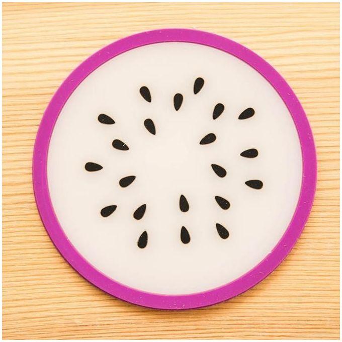 Neworldline Fruit Coaster Colorful Silicone Cup Drinks Holder Mat Tableware Placemat -Purple