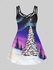 Plus Size Colorful Galaxy Colorblock Christmas Tree Snowflake Print Crisscross A Line Cami Dress - M