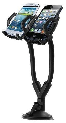 iMount Flexible Cool 360 Degree Rotating Car Holder Suction Dual Mounts Stand - BLACK