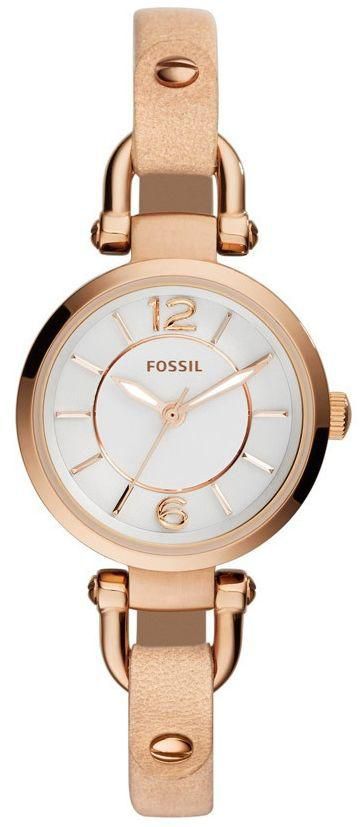 Fossil Georgia Women's Whiten Dial Leather Band Watch - ES3745