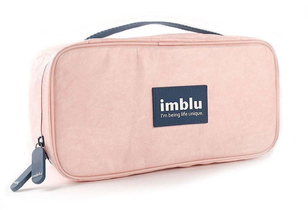 imblu Cosmetic Makeup Toiletry Wash Storage Case Women/ Girl Travel Bra Underwear Lingerie Organizer Bag  (Sakura Pink)