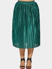 Pleated Plus Size Midi Skirt