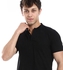 Andora Basic Henley Neck T-Shirt With Neck Collar - Black