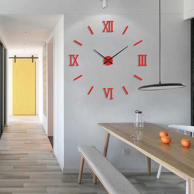 DIY Wall Clocks 3D Mirror Stickers Large Wall Clock - Red