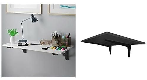 Bundle Of Wall mounted folding desk 120 x 60 cm white x black + Home gallery wall mounted folding drop leaf desk 60 x 40 cm black