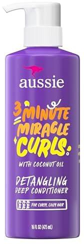Aussie 3 Minute Miracle Curls Co-Wash For Curly Hair with Coconut & Australian Jojoba Oil, 475ml - Paraben-Free + Deep Condition + Shine + Moisturize