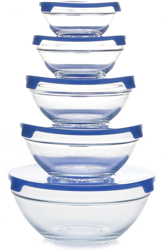 Claro Glass Storage Bowls Set of 5 Pieces - Blue