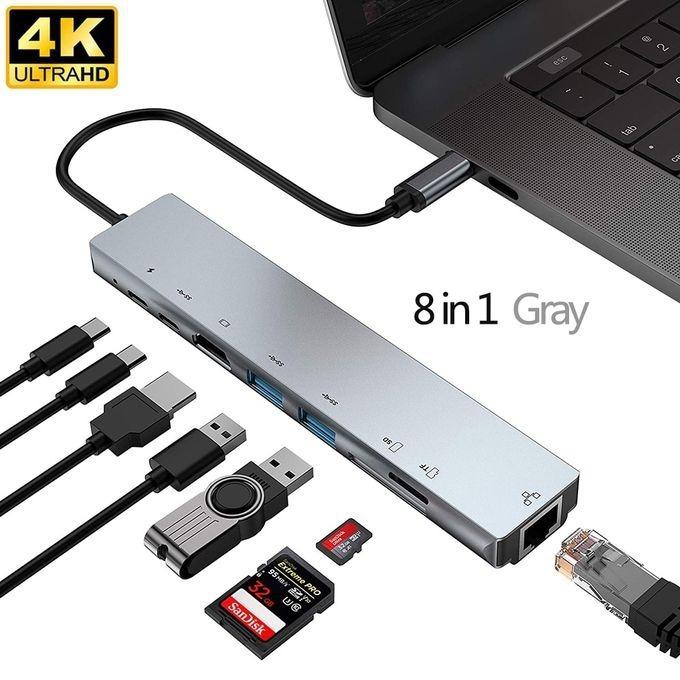 Generic 8-in-1USB C Hub 8 In 1 Type C 3.1 To 4K HDMI Adapter With RJ45 SD/TF Card Reader PD Fast Charge Thunderbolt 3 USB Dock For MacBook Pro.