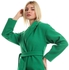 Mr Joe Trendy Long Coat With Notched Collar And External Belt - Green