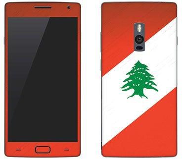 غلاف لاصق من الفينيل لموبايل ون بلس تو علم لبنان