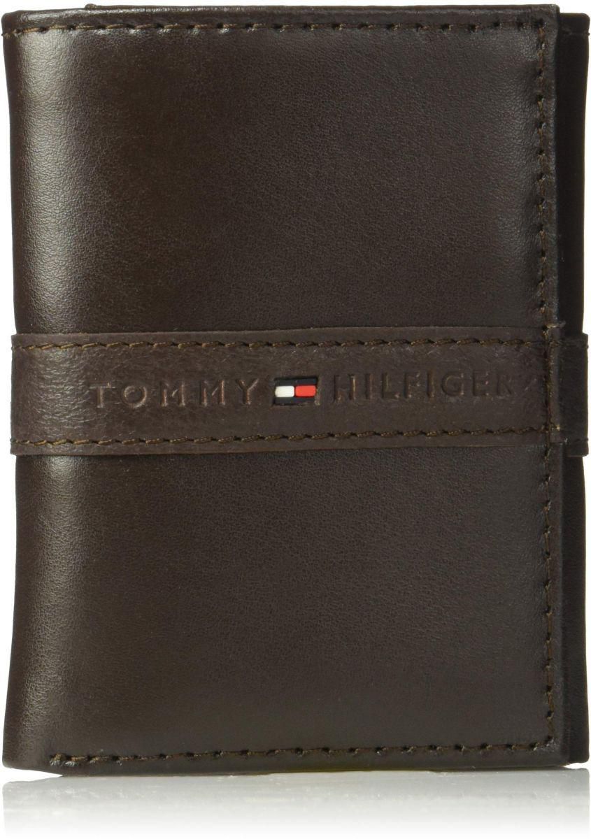 Tommy Hilfiger Men's RFID Blocking Leather Ranger Extra Capacity Trifold Wallet, brown, One Size