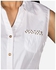 Farfasha Tie Front Sleevless Buttoned Shirt - White