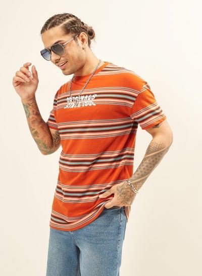 Lee Cooper Striped T-shirt with Crew Neck and Short Sleeves