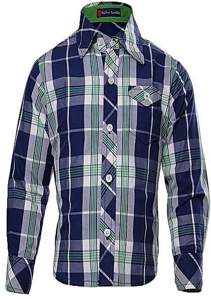 Ruff 'n' Tumble Navy Blue/Green Pin Striped Plaid Shirt