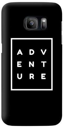 غطاء حماية واقٍ مطبوع عليه كلمة "Adventure" لهاتف سامسونج جالاكسي S7 أسود/ أبيض