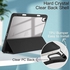 Compatible with iPad Air 5/4th Generation Case (2022/2020 5th/4th Generation 10.9 Inch) with Pencil Holder, Slim Shockproof Clear Back Cover, Auto Wake/Sleep (Black)