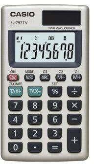 Get Casio SL-797TV-GD-W-DH Portable Practical Calculator - Silver with best offers | Raneen.com