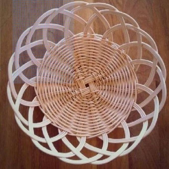 Hand Made Round Plate Made Of Braided Rattan