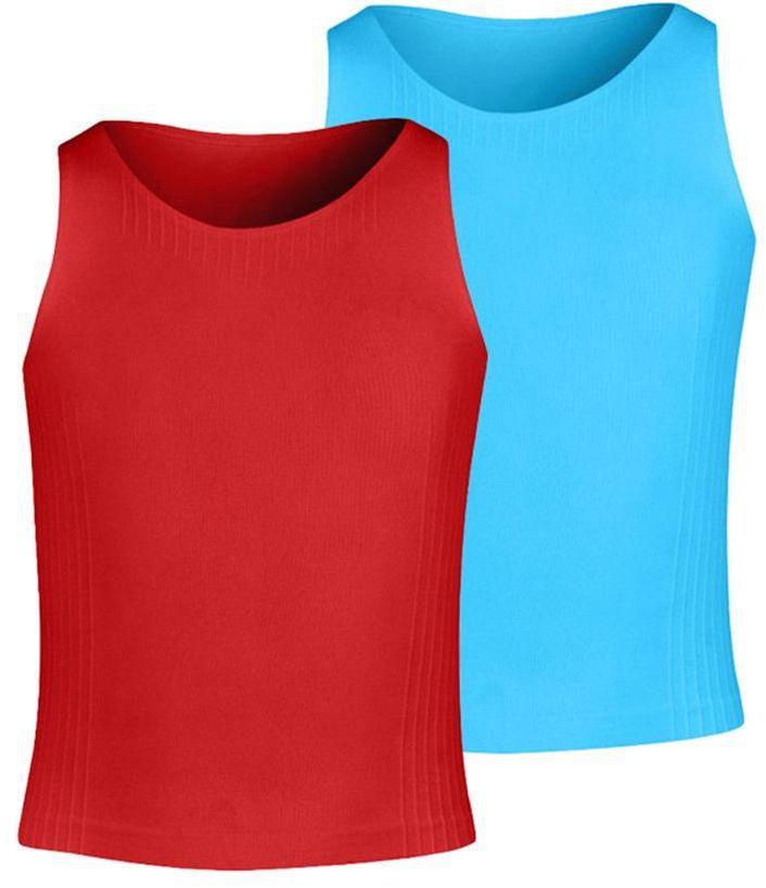 Silvy Set Of 2 Tank Tops For Girls - Red Light Blue, 8 - 10 Years