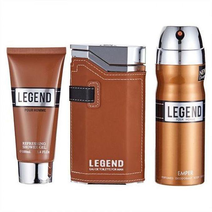 Emper Legend Brown Gift Set For Men - Perfume 100ml-Deodorant 100ml-Cream 100ml
