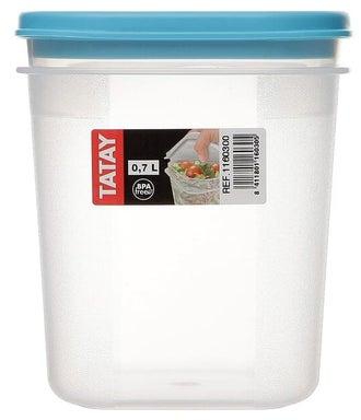 Square Food Container Blue And Clear 0.7 Liter