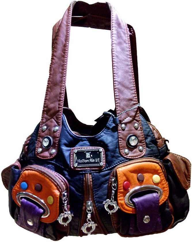 Hand Bag P8032 Shoulder Bag For Women Dark Blue Leather