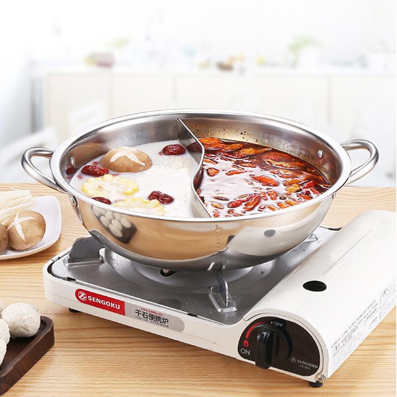 Gdeal Kitchen Pot Stainless Steel 2 Compartment Hot Induction Cooker