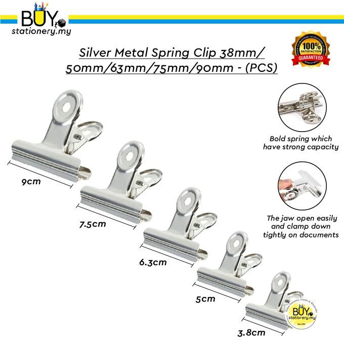 Buystationery Silver Flat Metal Spring Clip 5 Types – (PCS)