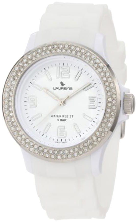 Laurens Women's GW70J901Y Swarovski Crystal Bezel White Dial Rubber Watch