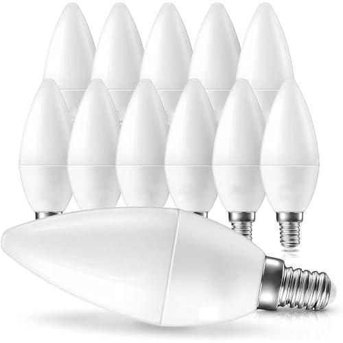 10 عبوات من مصابيح الشموع LED E14 من زيلوكس، مصابيح LED E14، ابيض بارد، لمبة شمعة 7 واط، غير قابلة للتعتيم، كفالة لمدة عام
