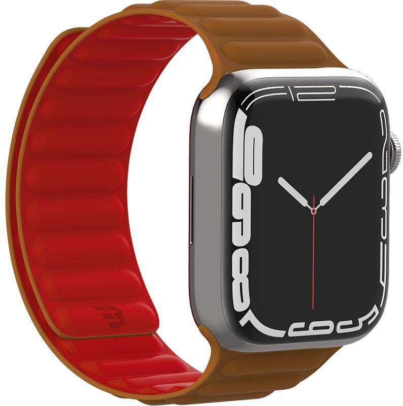 Baykron Silicone Magnetic Strap For Apple Watch 45Mm Red /Brown