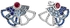 Pandora Fan Silver Stud Earrings Clear and Fancy Blue Cubic Zirconia