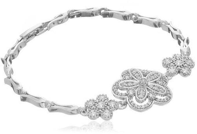 Dar Bracelet Platinum White Gold Plated For Women, Silver