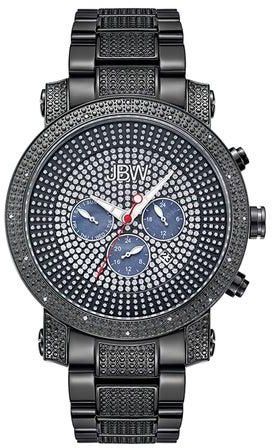 Men's Victor 16 Diamonds Black Ion-Plated Stainless Steel Watch Jb-8102-G - 50 mm - Black
